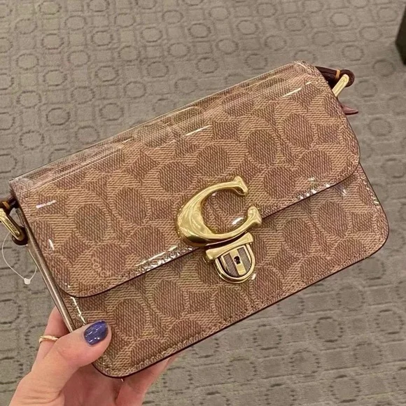 COACH Patent Signature Leather Studio  Shoulder Bag 19 NWT - Picture 7 of 13